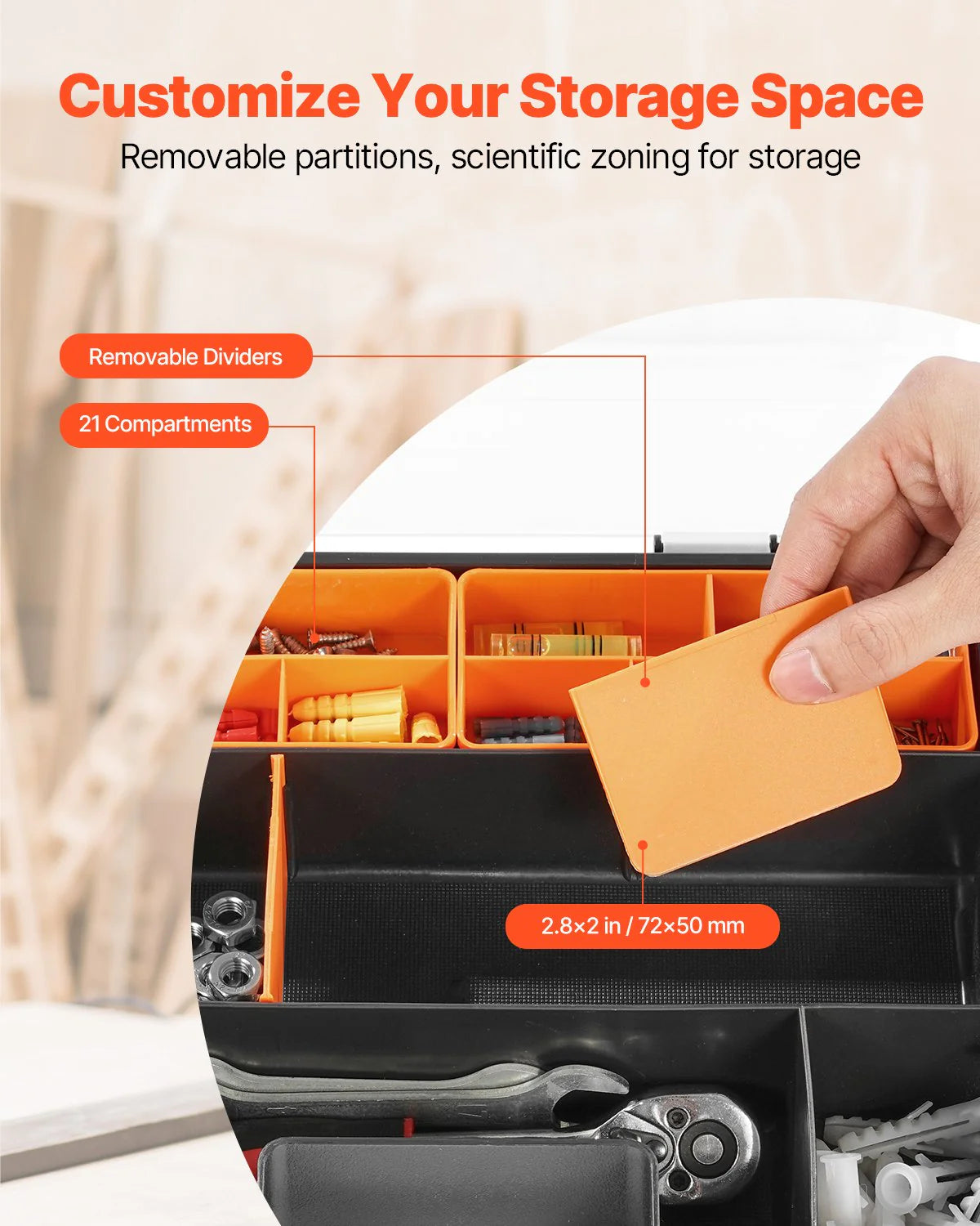 Single Sided£¡3-Pack Small Parts Organizer 21-Compartment Organizer Box with Removable Divider