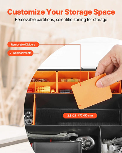 Single Sided£¡3-Pack Small Parts Organizer 21-Compartment Organizer Box with Removable Divider