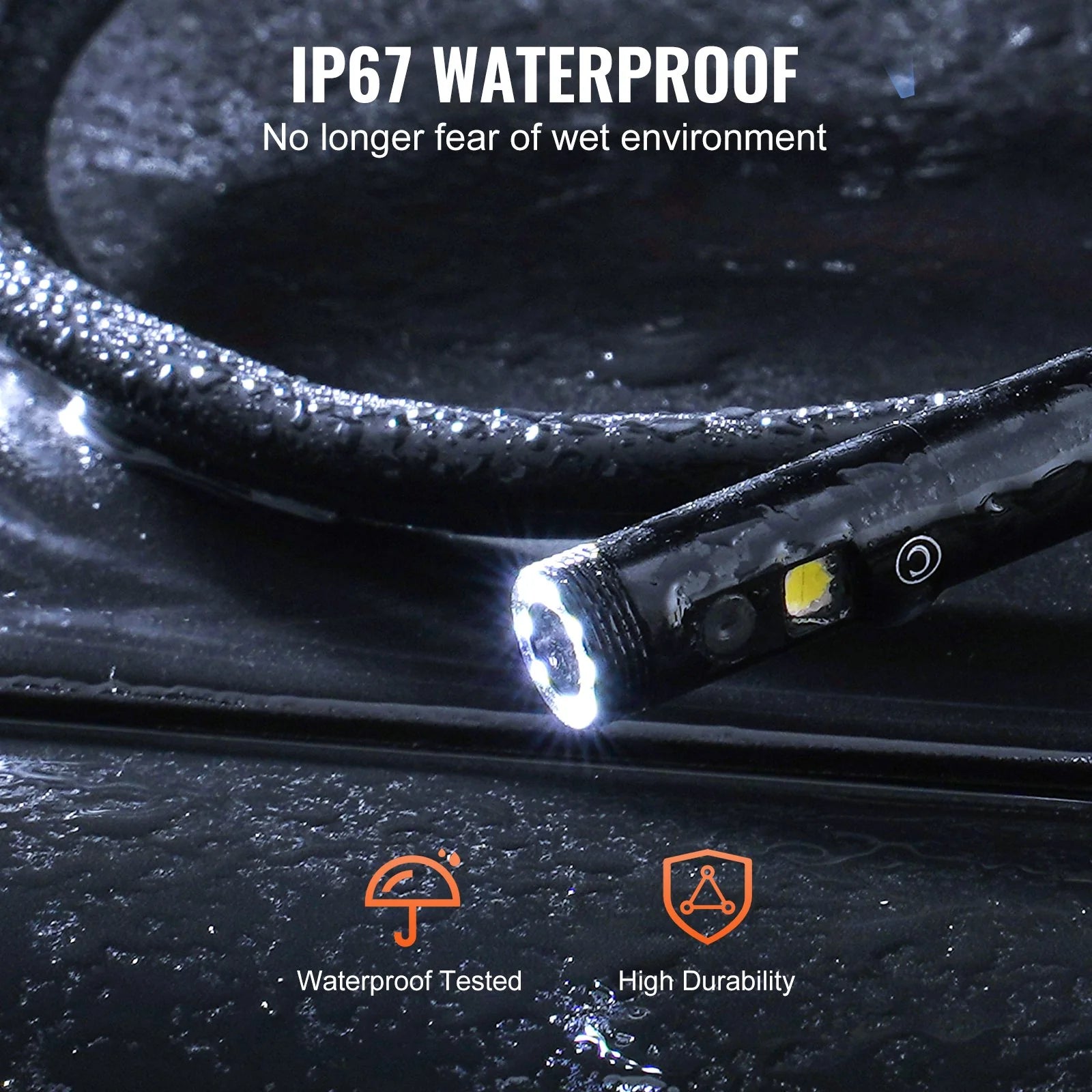 VEVOR Endoscope Camera with Lights Triple Lens Borescope 16.4FT Cable 5 Screen