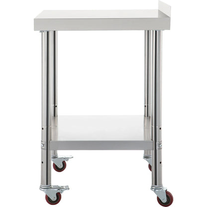 VEVOR Stainless Steel Prep Table, 36 X 24 X 35 Inch, 440Lbs Load Capacity Heavy Duty Metal Worktable with Backsplash Adjustable Undershelf & 4 Casters, Commercial Workstation for Kitchen Restaurant