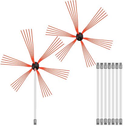 VEVOR Chimney Sweep Kit 26FT Length, Chimney Brush Kit with 8 Nylon Flexible Rods and 2 Brush Head, Rotary Chimney Cleaning Kit Driven by Drill, Chimney Cleaning Tool Kits for Sweeping Fireplace