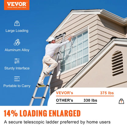 VEVOR Telescoping Ladder Aluminum Extension Step 12.5 Ft Multi-Purpose Portable