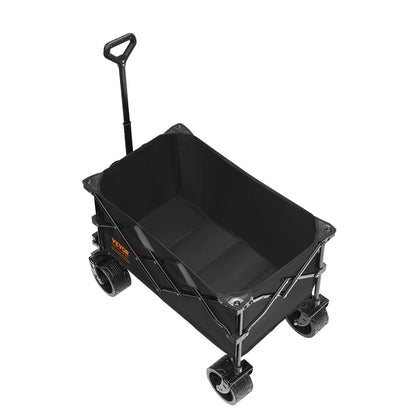 VEVOR Collapsible Folding Wagon, 220 L Beach Wagon Cart with All-Terrain Wheels, Heavy Duty Folding Wagon Cart Max 330 Lbs with Drink Holders, Sports Wagon for Camping, Shopping, Garden
