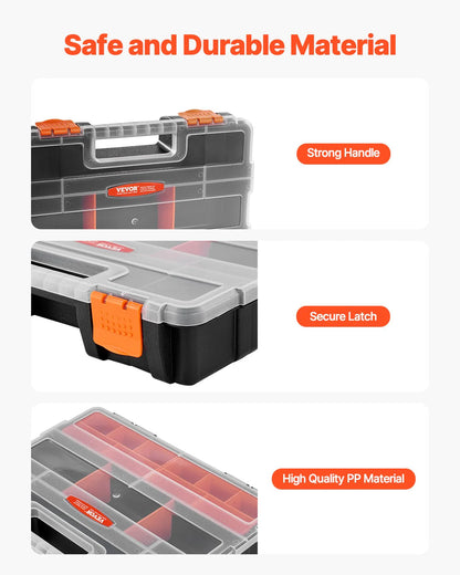Single Sided£¡3-Pack Small Parts Organizer 21-Compartment Organizer Box with Removable Divider