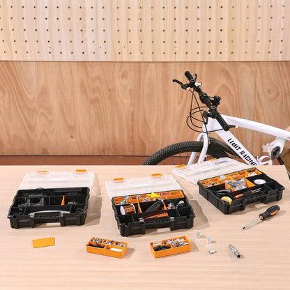 Single Sided£¡3-Pack Small Parts Organizer 21-Compartment Organizer Box with Removable Divider