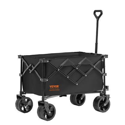 VEVOR Collapsible Folding Wagon, 220 L Beach Wagon Cart with All-Terrain Wheels, Heavy Duty Folding Wagon Cart Max 330 Lbs with Drink Holders, Sports Wagon for Camping, Shopping, Garden