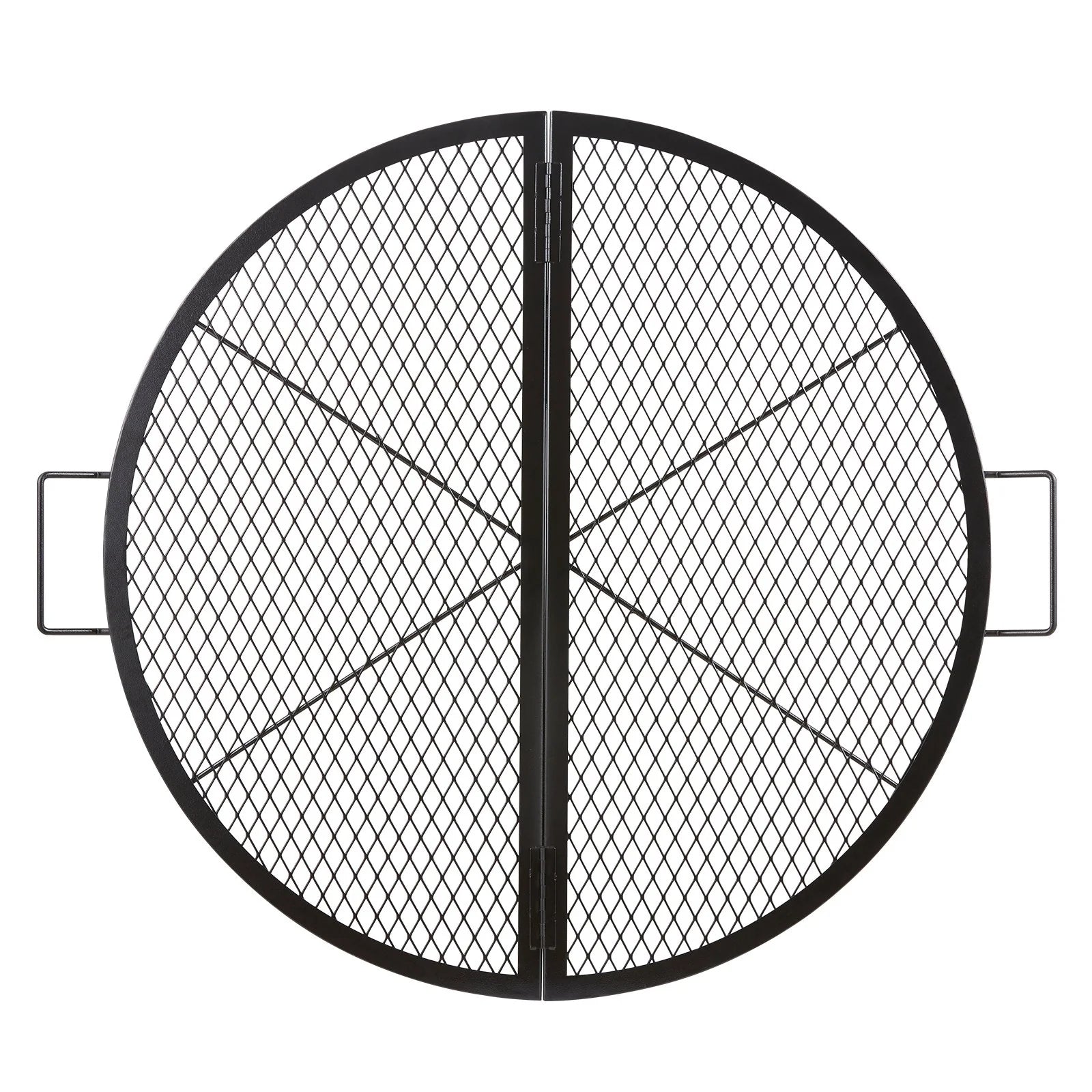 VEVOR X-Marks Fire Pit Grill Grate, Foldable round Cooking Grate, Heavy Duty Steel Campfire BBQ Grill Grid with Handle and Support X Wire, Portable Camping Cookware for outside Party, 36 Inch Black