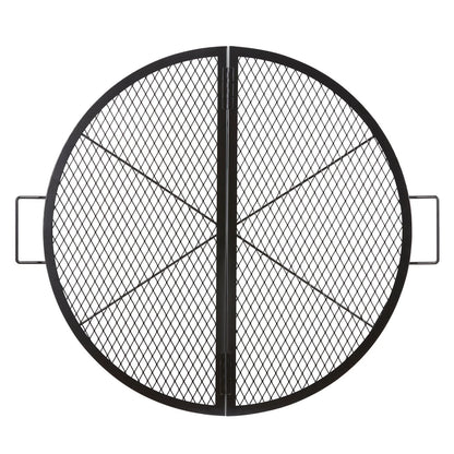 VEVOR X-Marks Fire Pit Grill Grate, Foldable round Cooking Grate, Heavy Duty Steel Campfire BBQ Grill Grid with Handle and Support X Wire, Portable Camping Cookware for outside Party, 36 Inch Black