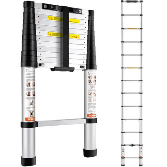 VEVOR Telescoping Ladder Aluminum Extension Step 12.5 Ft Multi-Purpose Portable