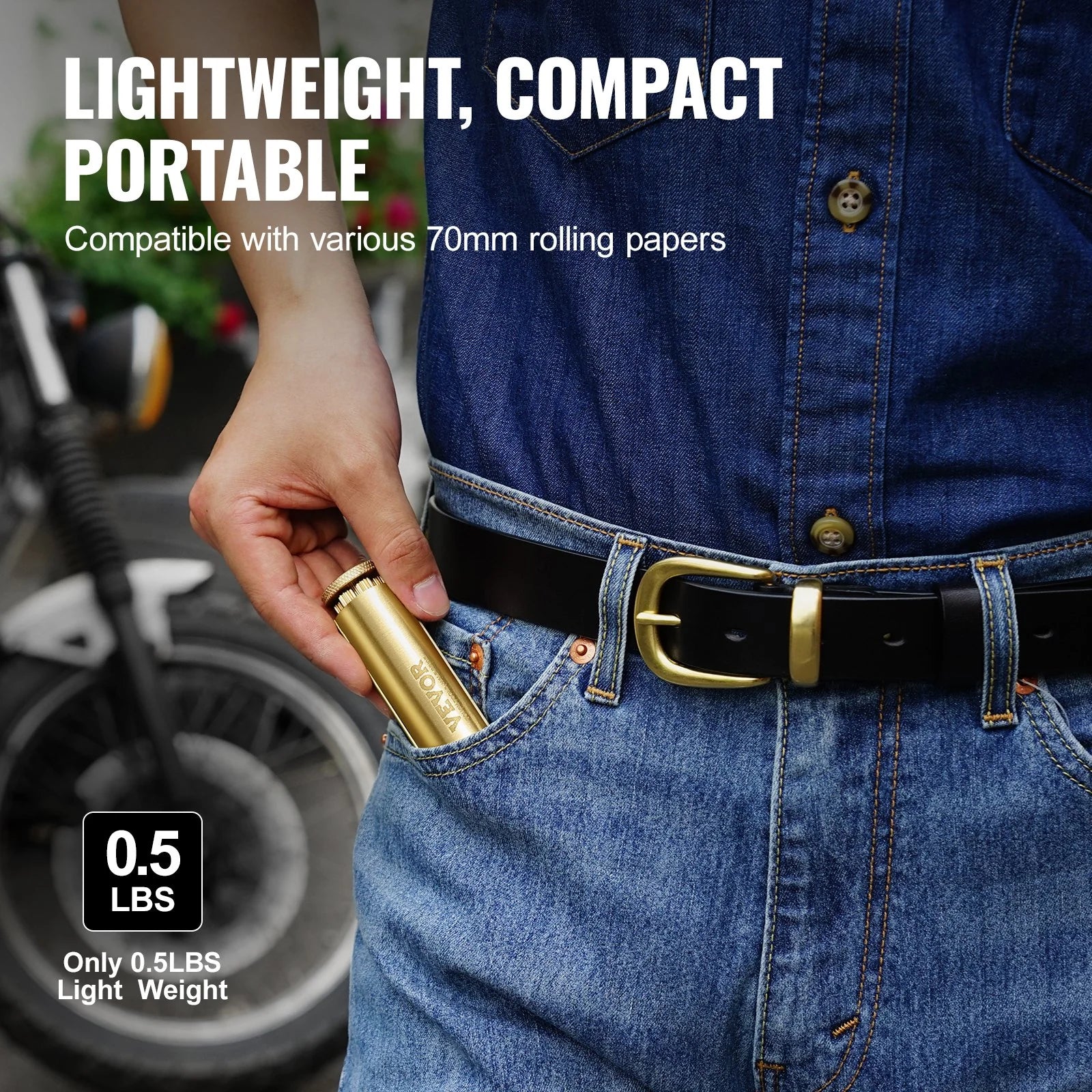 VEVOR Cigarette Rolling Machine, Solid Brass Cigarette Roller, Manual Tobacco Rolling Machine Fits up to 70Mm Paper, Vintage & Luxurious Gift for Father'S Day, Birthday