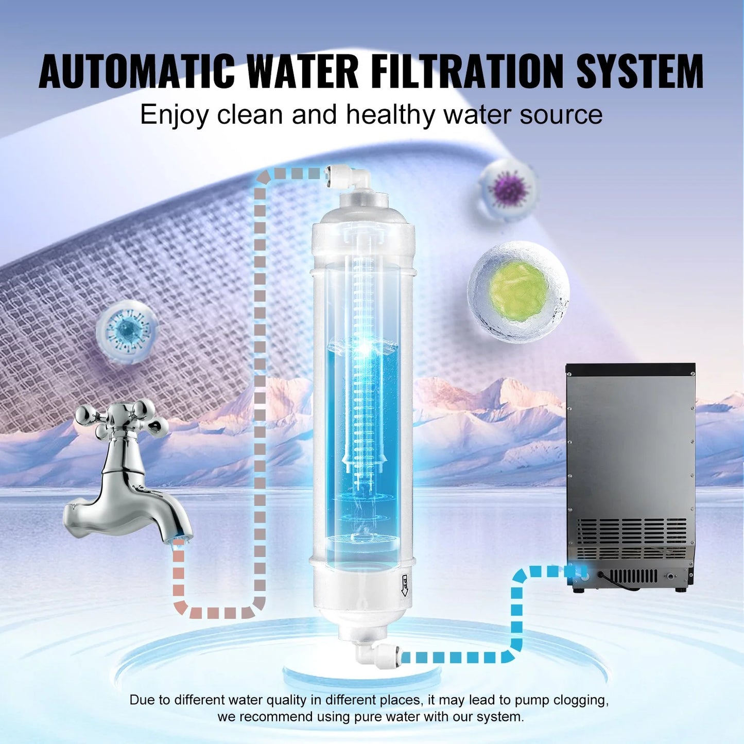 VEVOR Commercial Ice Maker, 70Lbs/24H, Ice Maker Machine, 36 Ice Cubes in 12-15 Minutes, Freestanding Cabinet Ice Maker with 11Lbs Storage Capacity LED Digital Display, for Bar Home Office Restaurant