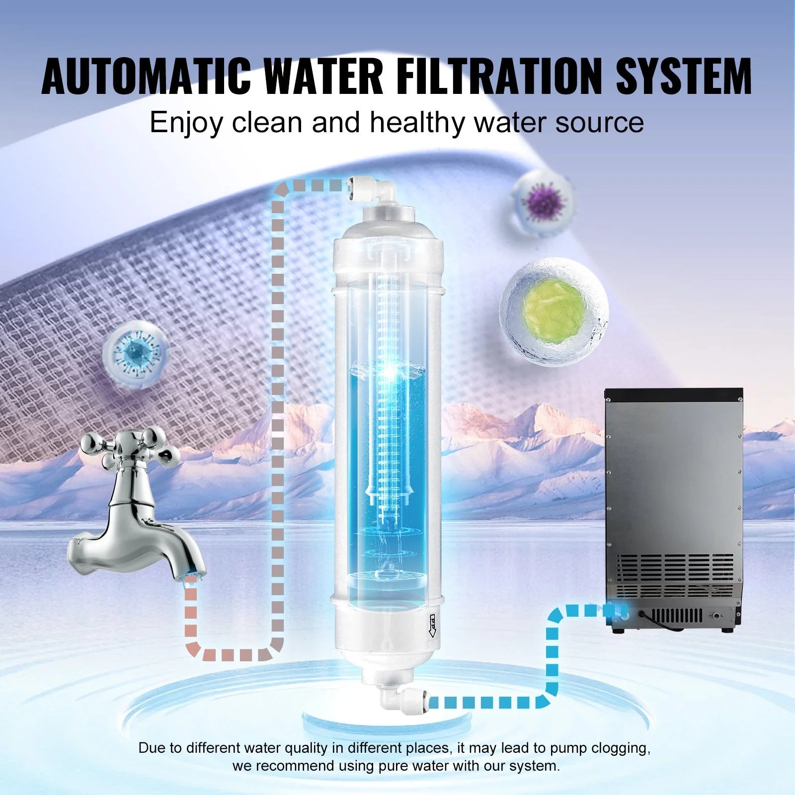 VEVOR Commercial Ice Maker, 70Lbs/24H, Ice Maker Machine, 36 Ice Cubes in 12-15 Minutes, Freestanding Cabinet Ice Maker with 11Lbs Storage Capacity LED Digital Display, for Bar Home Office Restaurant