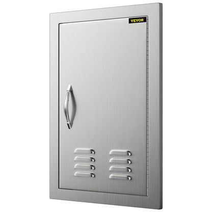 VEVOR Outdoor Kitchen 14W X 20H Inch Wall Construction Stainless Steel Flush Mount for BBQ Island, 14Inch X 20Inch, Single Door with Vents