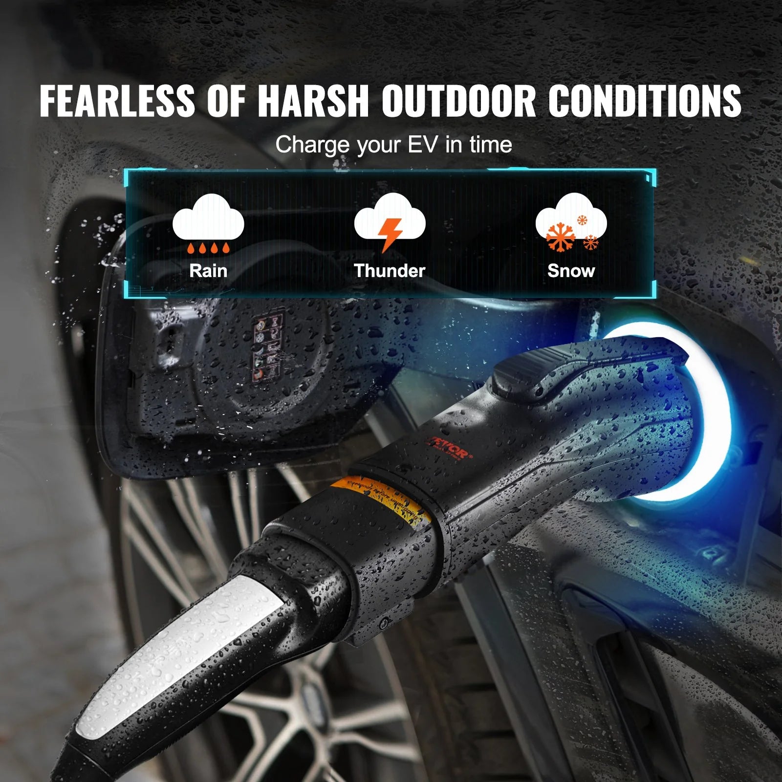 VEVOR Tesla to J1772 Charging Adapter, Max 48 Amp 240V, J1772 Evs Charger Adapter, with IP65 Storage Bag Anti-Drop Lock, for Tesla High Powered Wall Connector, Destination Charger and Mobile Connector