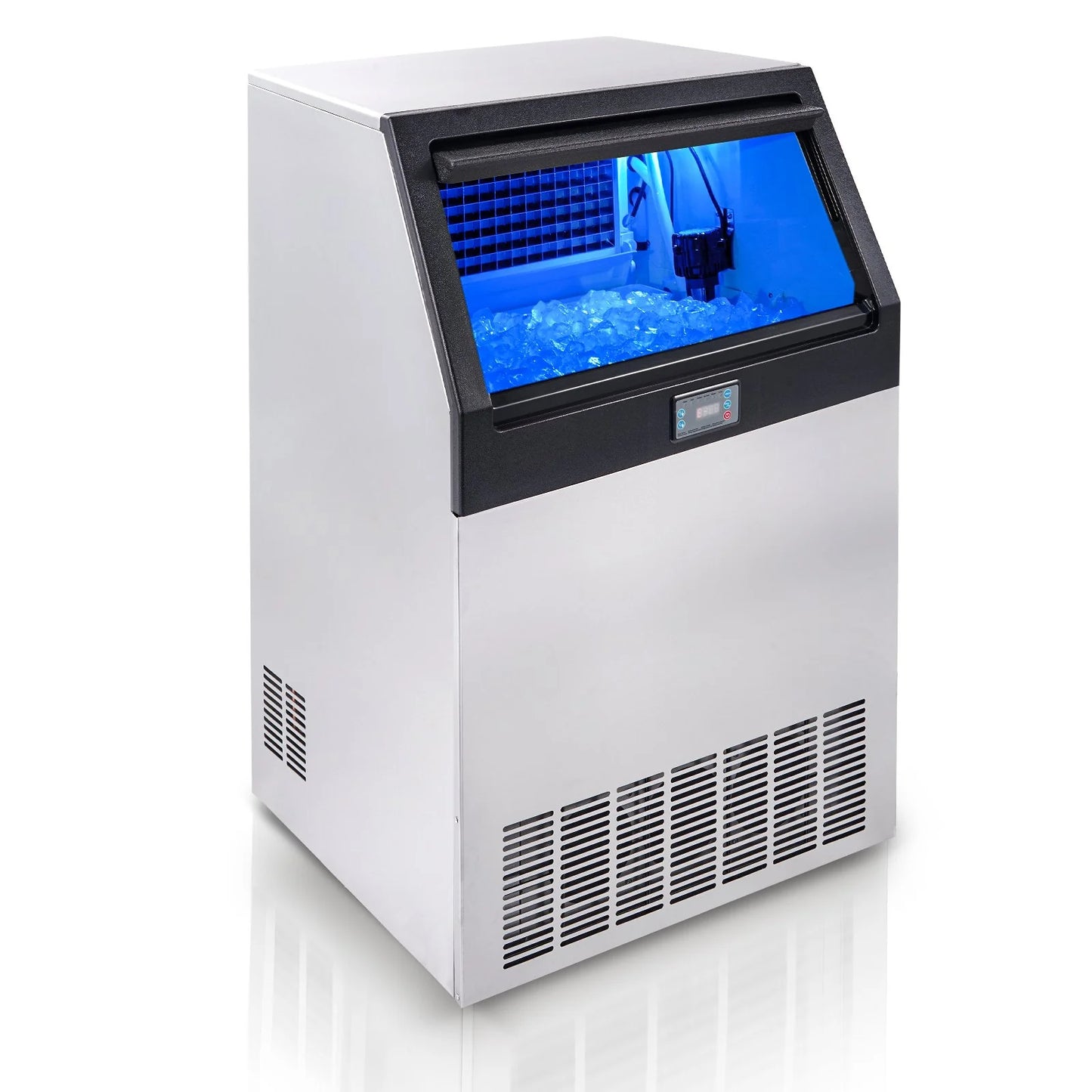 VEVOR Commercial Ice Maker, 265Lbs/24H, Ice Maker Machine, 126 Ice Cubes in 12-15 Minutes, Freestanding Cabinet Ice Maker with 88Lbs Storage Capacity LED Digital Display, for Home Office Restaurant