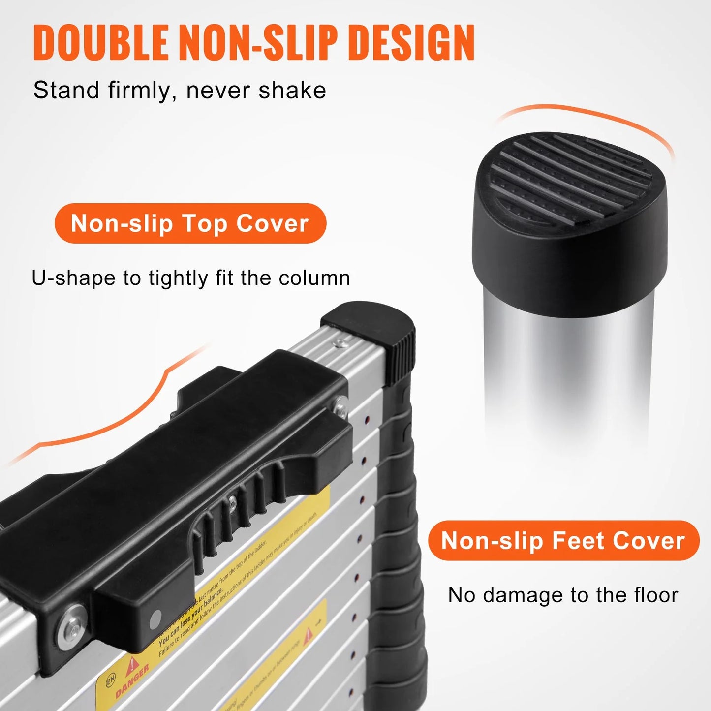 VEVOR Telescoping Ladder Aluminum Extension Step 12.5 Ft Multi-Purpose Portable