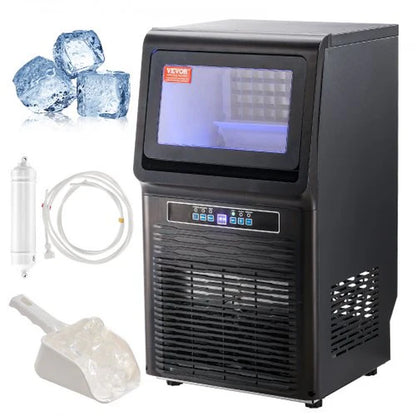VEVOR Commercial Ice Maker, 70Lbs/24H, Ice Maker Machine, 36 Ice Cubes in 12-15 Minutes, Freestanding Cabinet Ice Maker with 11Lbs Storage Capacity LED Digital Display, for Bar Home Office Restaurant