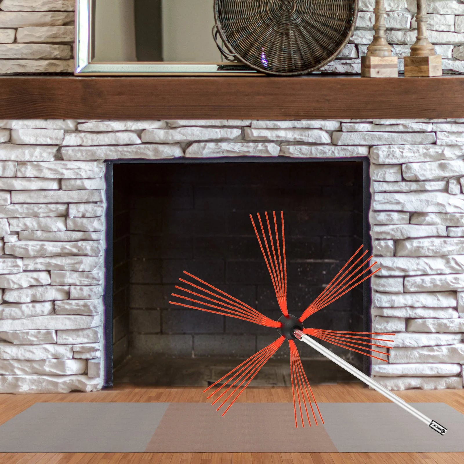 VEVOR Chimney Sweep Kit 20FT Length, Chimney Brush Kit with 6 Nylon Flexible Rods, Rotary Chimney Cleaning Kit Driven by Drill, Chimney Cleaning Tool Kits for Sweeping Fireplace Flue