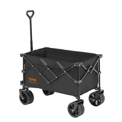VEVOR Collapsible Folding Wagon, 220 L Beach Wagon Cart with All-Terrain Wheels, Heavy Duty Folding Wagon Cart Max 330 Lbs with Drink Holders, Sports Wagon for Camping, Shopping, Garden