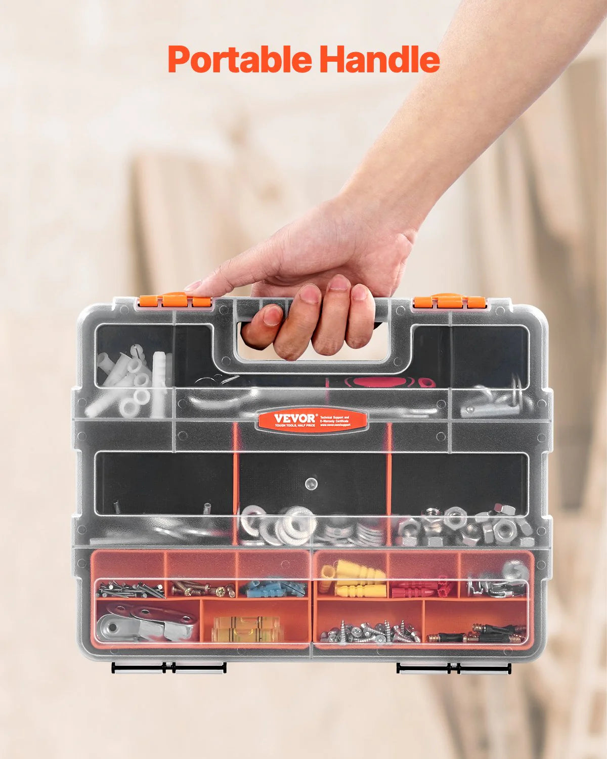 Single Sided£¡3-Pack Small Parts Organizer 21-Compartment Organizer Box with Removable Divider