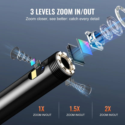 VEVOR Endoscope Camera with Lights Triple Lens Borescope 16.4FT Cable 5 Screen