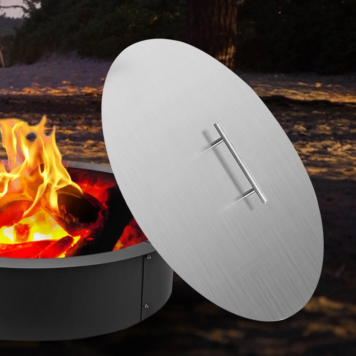 VEVOR Fire Pit Lid round 20 Inch Fire Pit Ring Lid 1.5 Mm Thick 304 Stainless Steel Fire Pit Burner Cover for round Patio Fire Pit