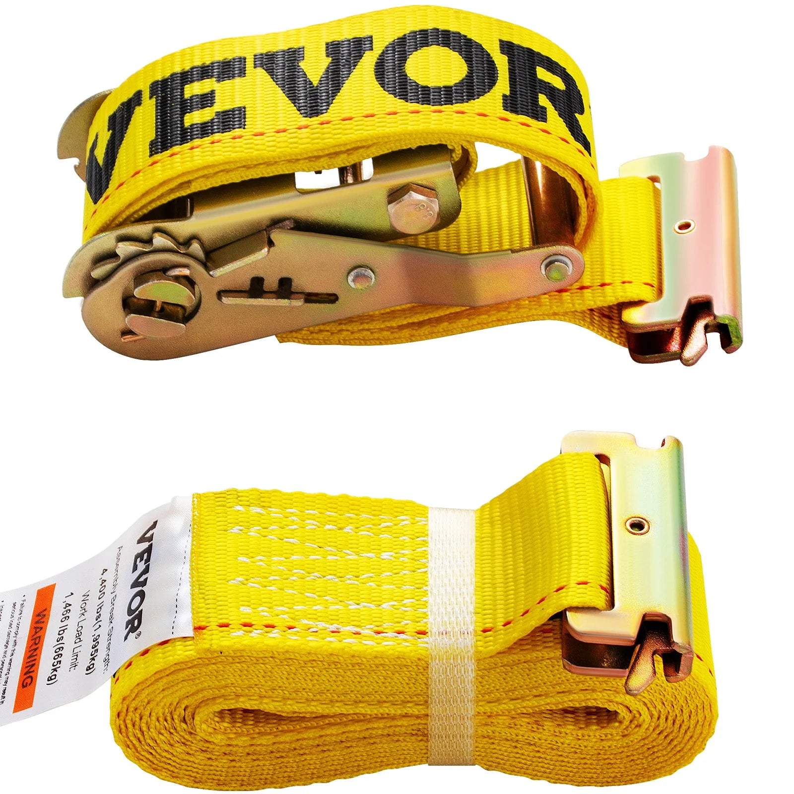 VEVOR E Track Ratchet Strap, 18PCS 2 X 15' E-Track Straps 4400 LBS Breaking Strength, with Polyester Webbing & Spring Fitting & Ratchets, Durable Tie-Downs for Motorcycles, Tire, Trailer Loads